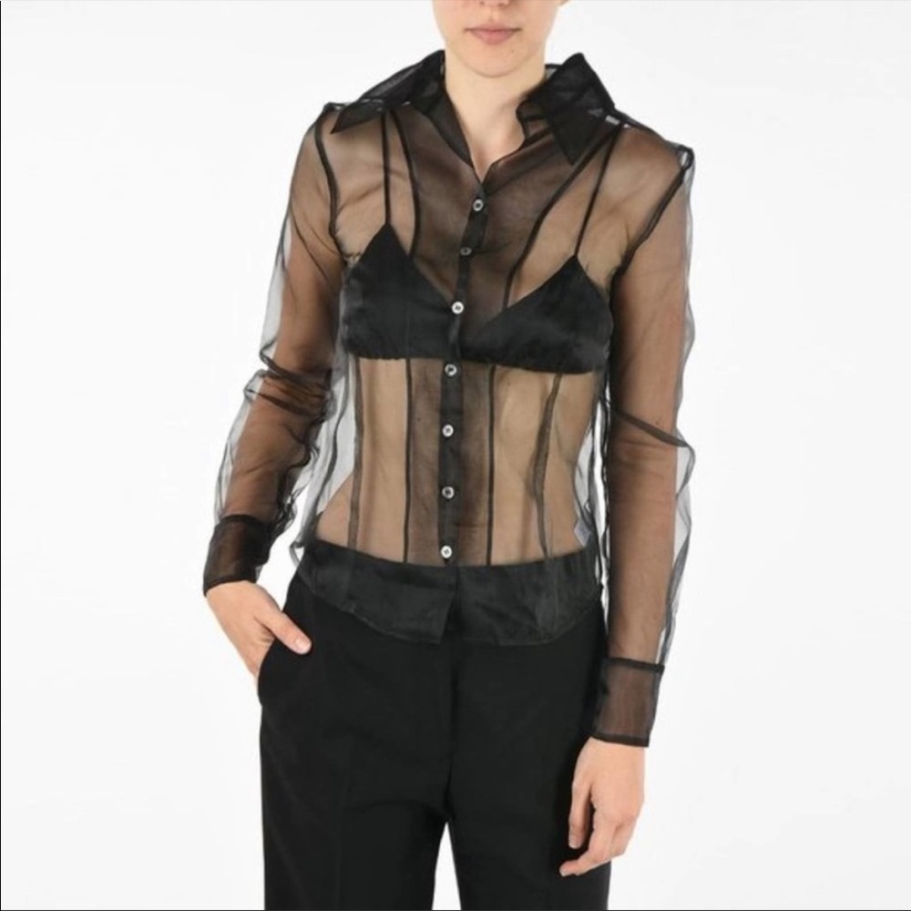 Staud Hendrix sheer organza shirt, size 2